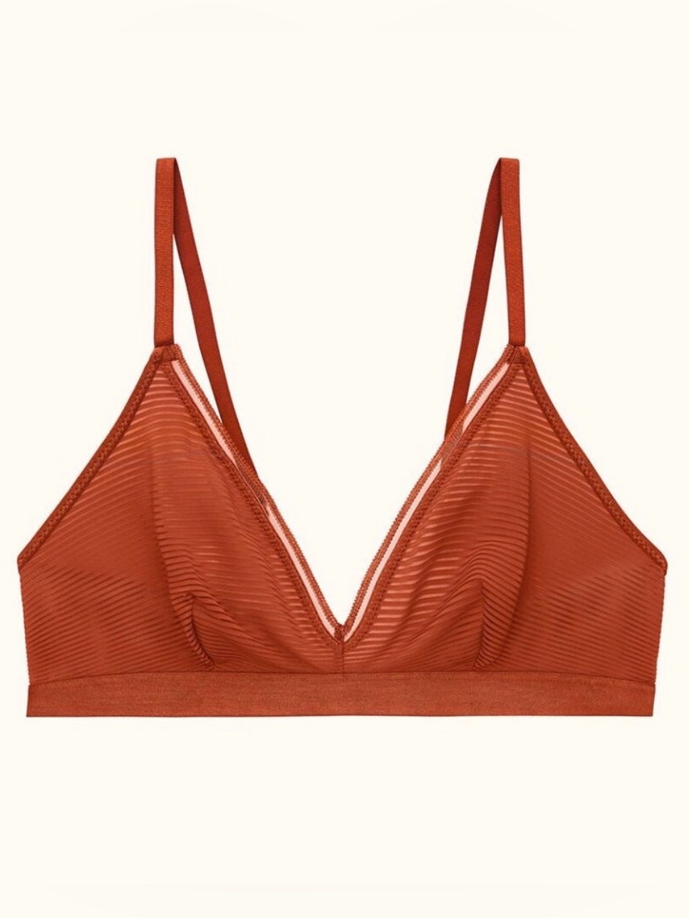 Nwot Thirdlove Shadow Stripe Triangle Wireless Bralette - Ginger Orange